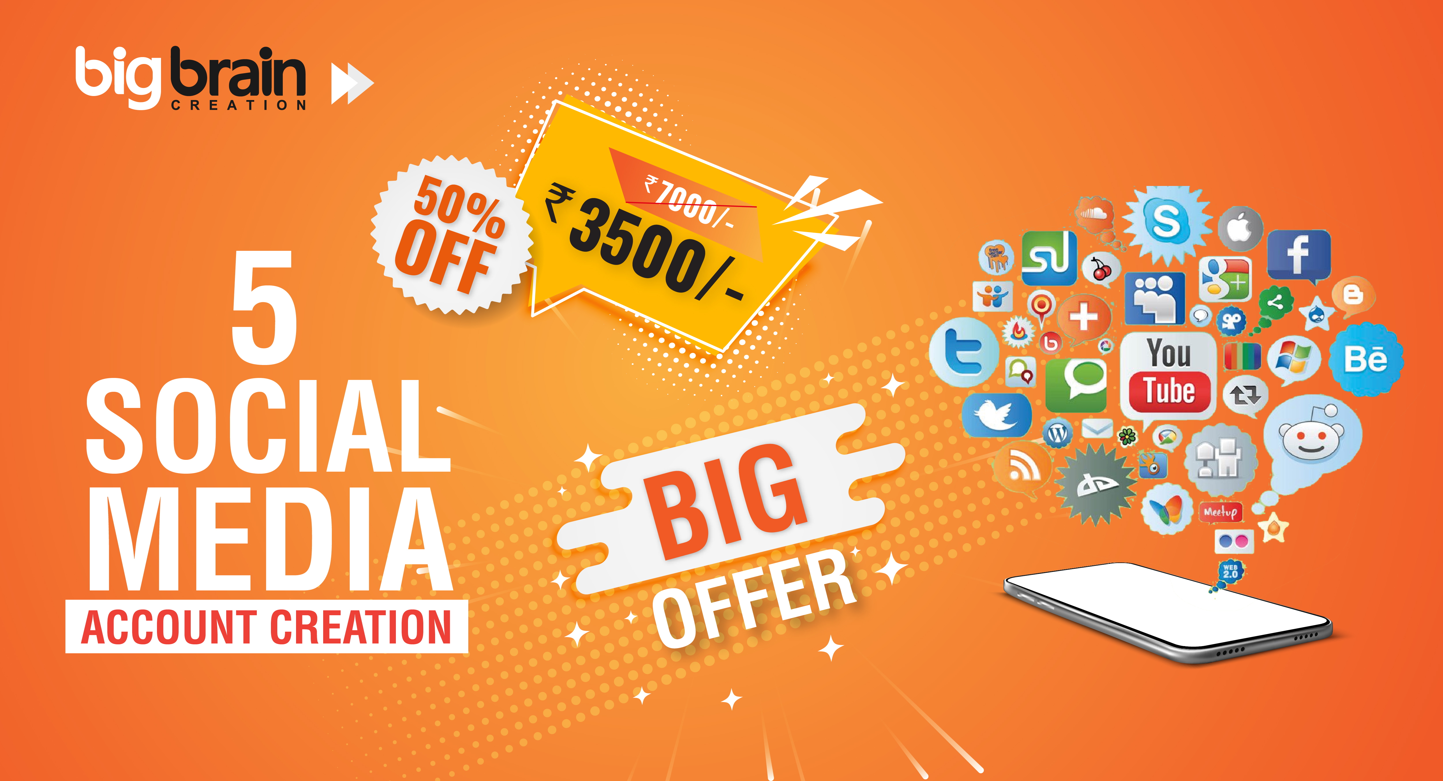 Offer for 5 Social Media Account Creation in Thrissur - thrissur